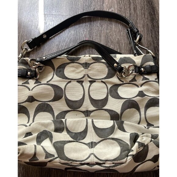 Vintage Coach Canvas Classic Logo Women’s Tote Shoulder Bag Green Mint Interior - Picture 12 of 16